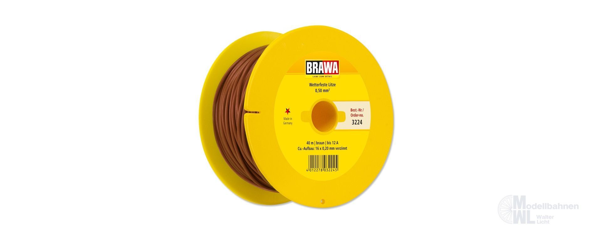 Brawa 3224 - Litze verzinnt braun 40 Meter